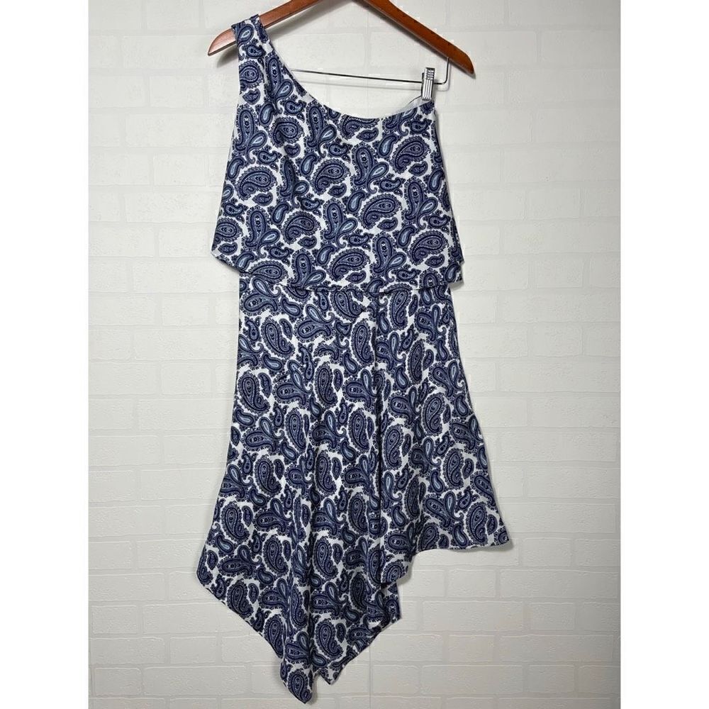 Banana Republic Womens One Shoulder Paisley Chiffon Asymmetrical Dress Size 2